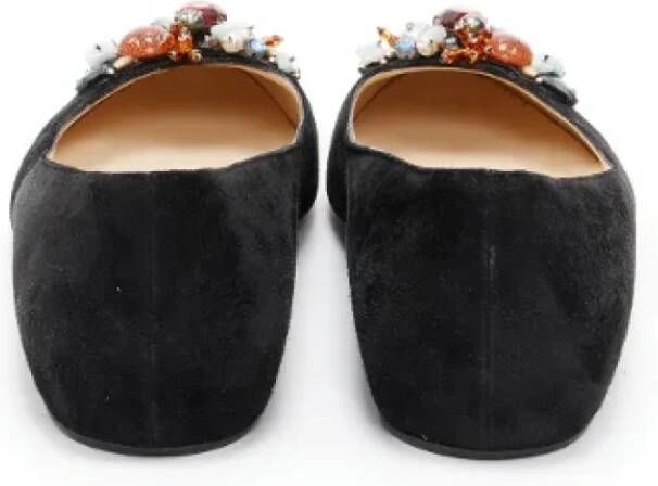 Christian Louboutin Pre-owned Suede flats Black Dames