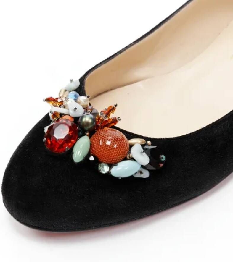 Christian Louboutin Pre-owned Suede flats Black Dames