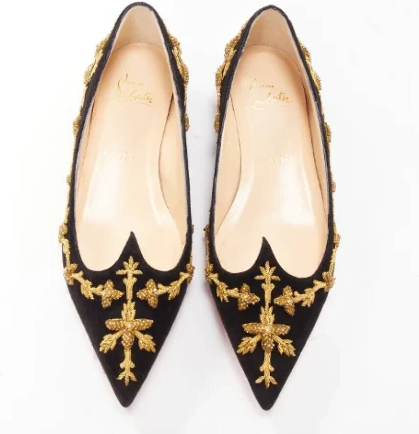 Christian Louboutin Pre-owned Suede flats Black Dames