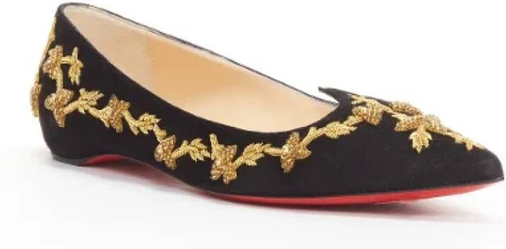 Christian Louboutin Pre-owned Suede flats Black Dames