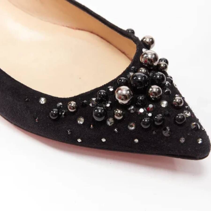 Christian Louboutin Pre-owned Suede flats Black Dames