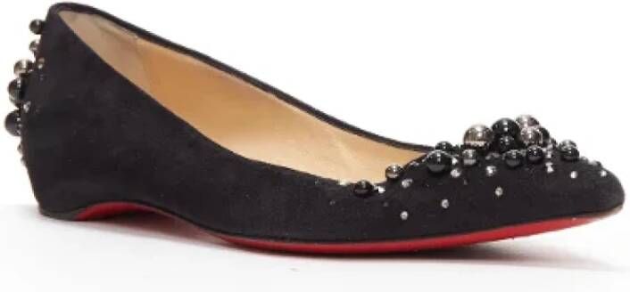 Christian Louboutin Pre-owned Suede flats Black Dames