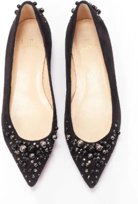 Christian Louboutin Pre-owned Suede flats Black Dames