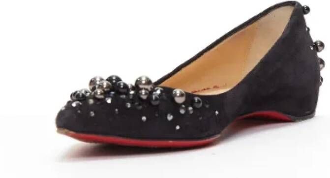 Christian Louboutin Pre-owned Suede flats Black Dames