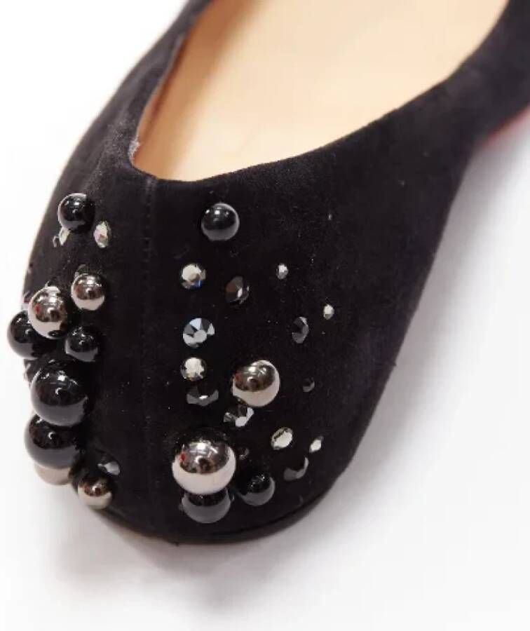 Christian Louboutin Pre-owned Suede flats Black Dames