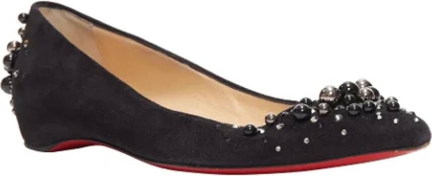 Christian Louboutin Pre-owned Suede flats Black Dames