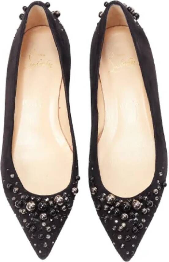 Christian Louboutin Pre-owned Suede flats Black Dames