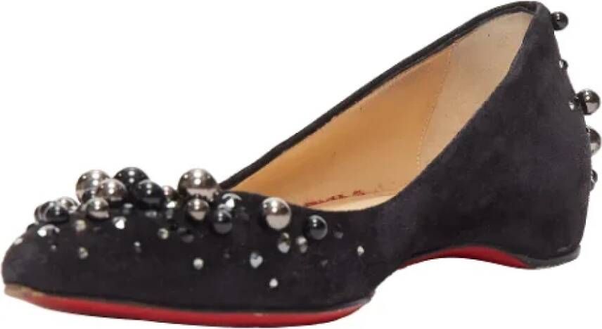 Christian Louboutin Pre-owned Suede flats Black Dames