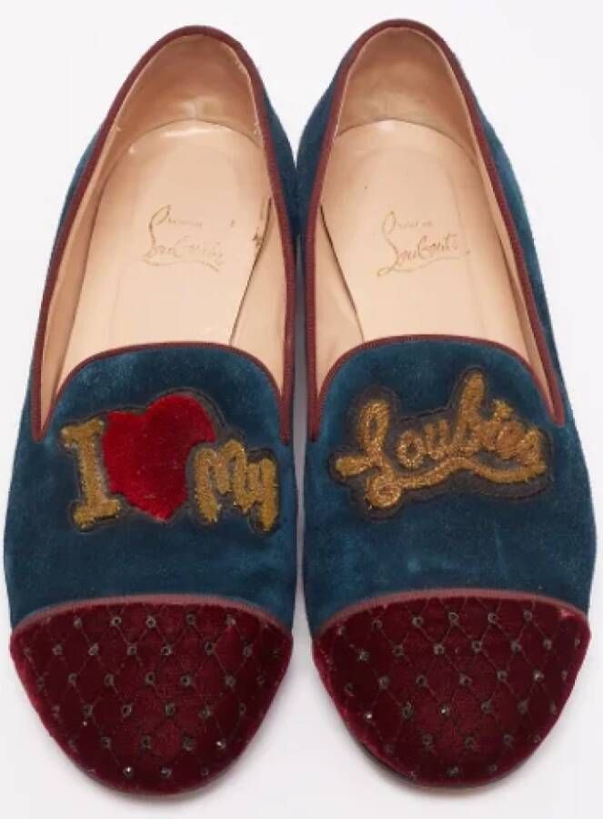 Christian Louboutin Pre-owned Suede flats Red Dames