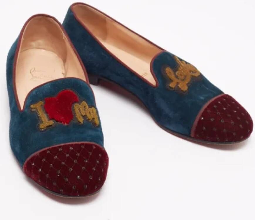 Christian Louboutin Pre-owned Suede flats Red Dames