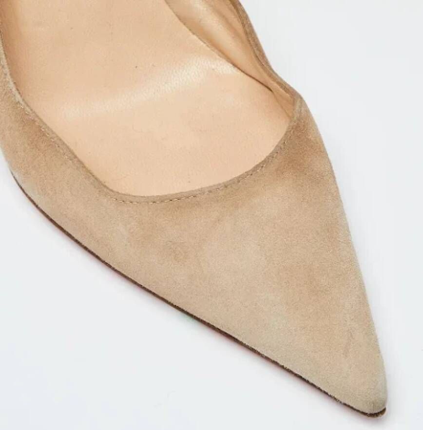 Christian Louboutin Pre-owned Suede heels Beige Dames