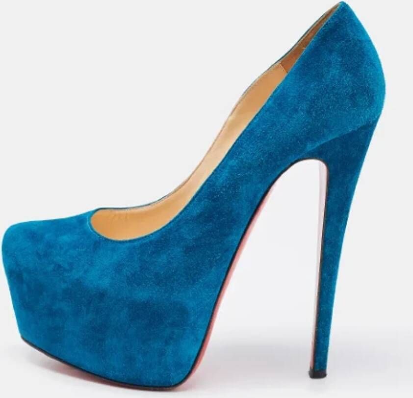 Christian Louboutin Pre-owned Suede heels Blue Dames