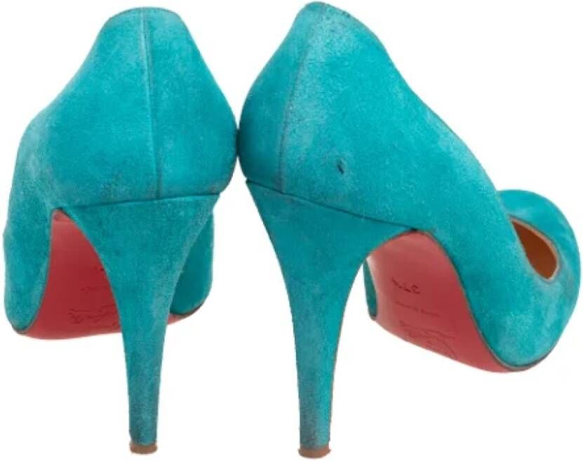 Christian Louboutin Pre-owned Suede heels Blue Dames