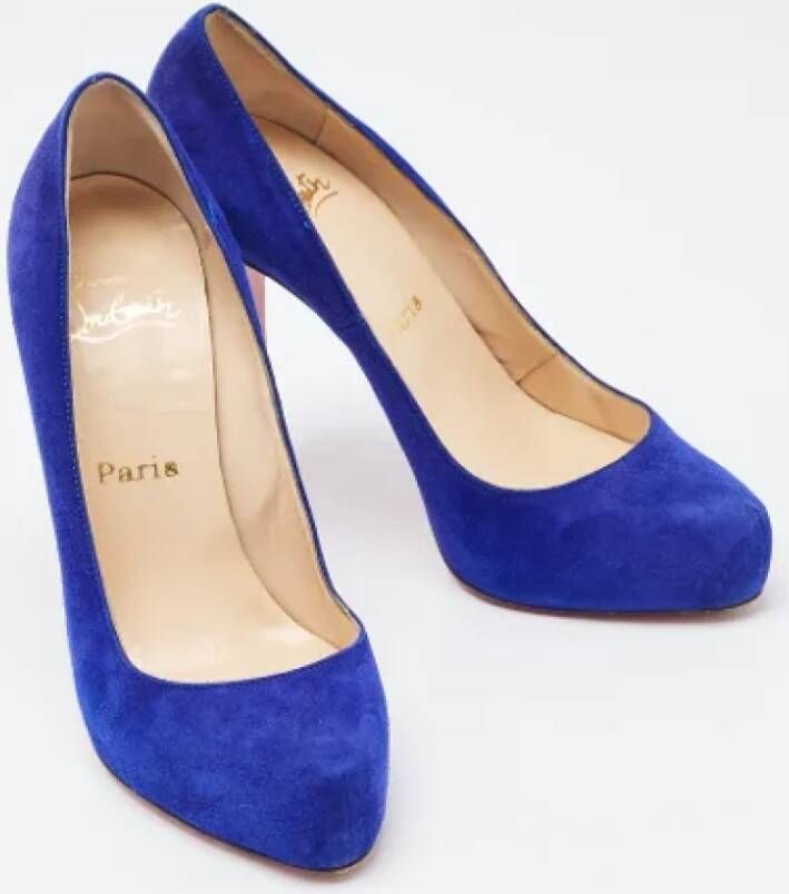 Christian Louboutin Pre-owned Suede heels Blue Dames