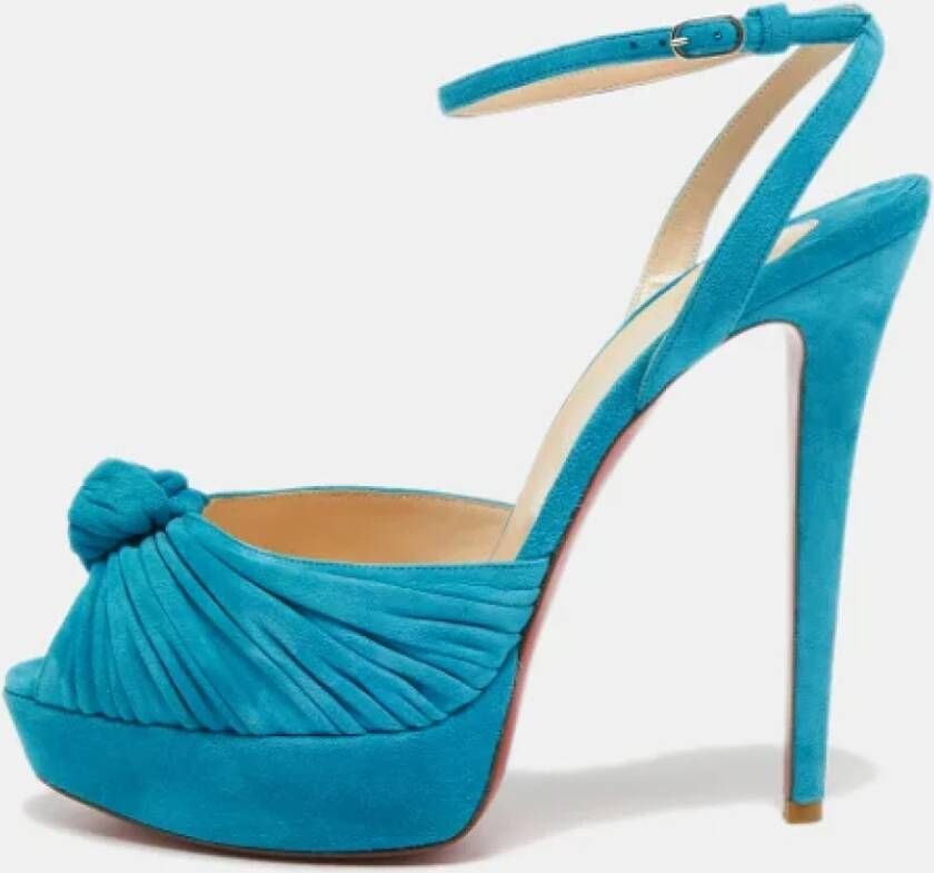 Christian Louboutin Pre-owned Suede heels Blue Dames