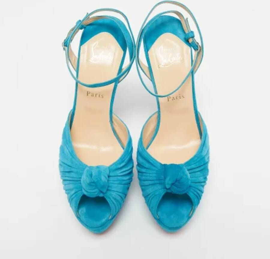 Christian Louboutin Pre-owned Suede heels Blue Dames