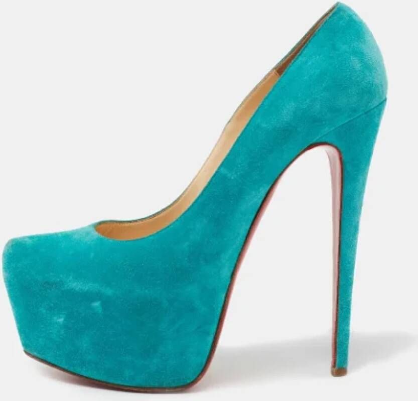 Christian Louboutin Pre-owned Suede heels Blue Dames