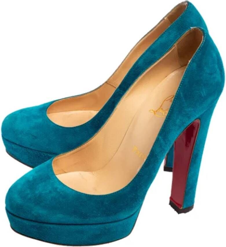 Christian Louboutin Pre-owned Suede heels Blue Dames