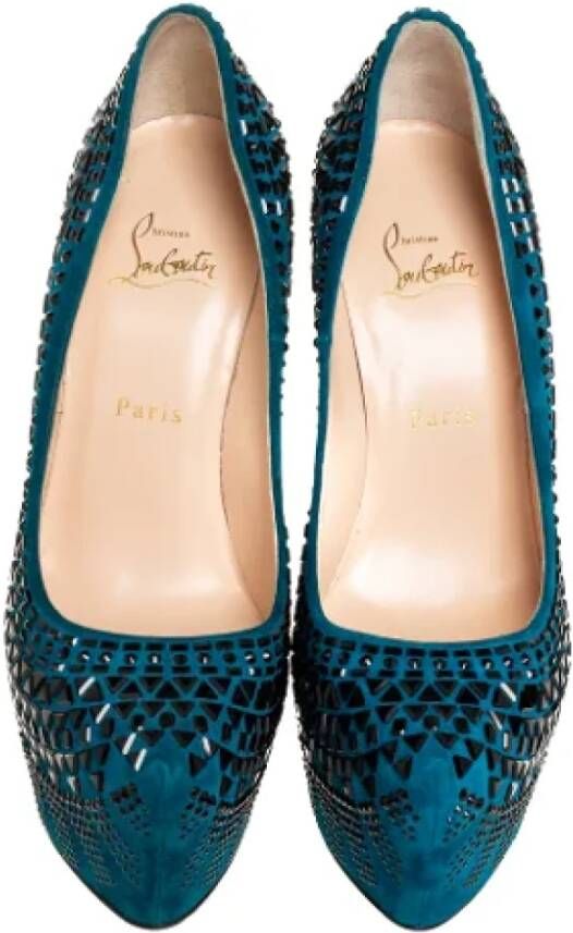 Christian Louboutin Pre-owned Suede heels Blue Dames