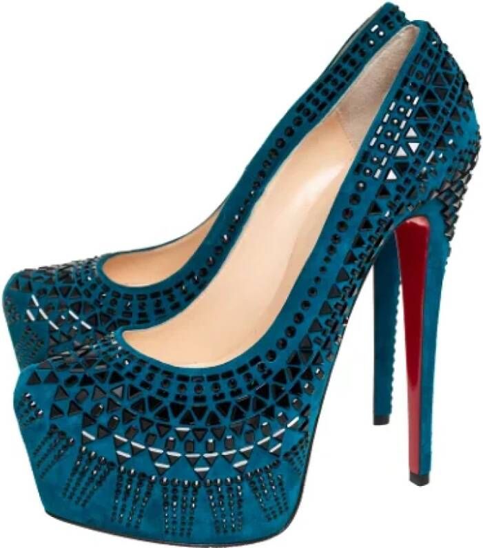 Christian Louboutin Pre-owned Suede heels Blue Dames