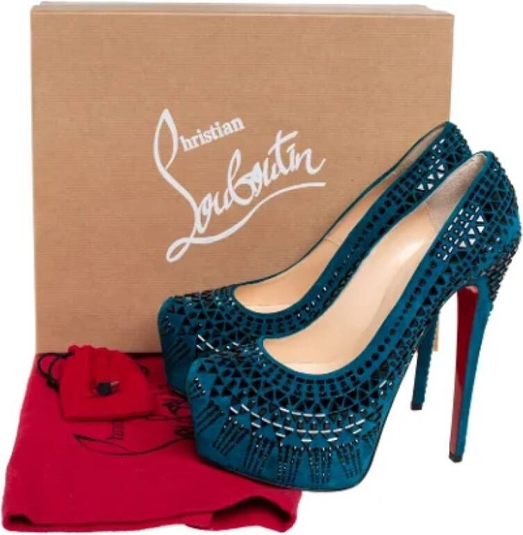 Christian Louboutin Pre-owned Suede heels Blue Dames