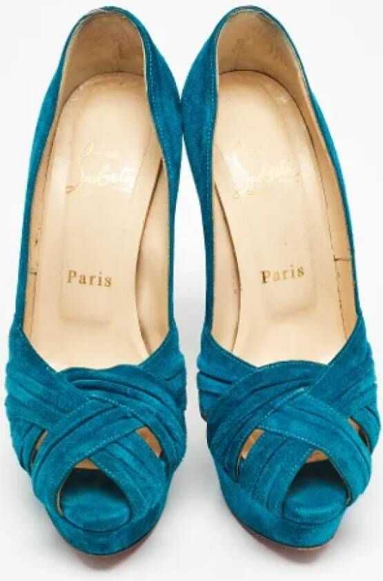 Christian Louboutin Pre-owned Suede heels Blue Dames