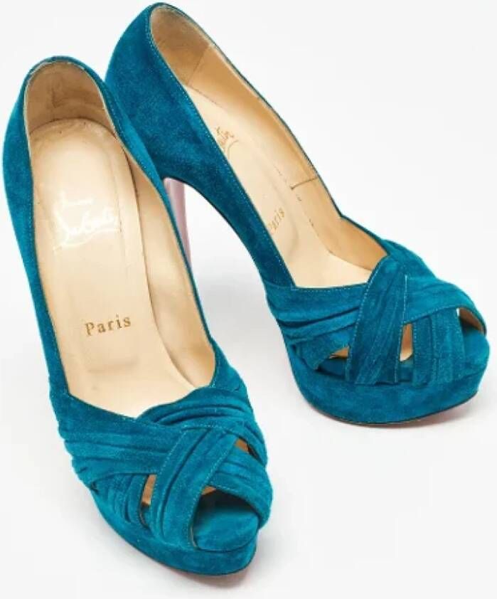 Christian Louboutin Pre-owned Suede heels Blue Dames