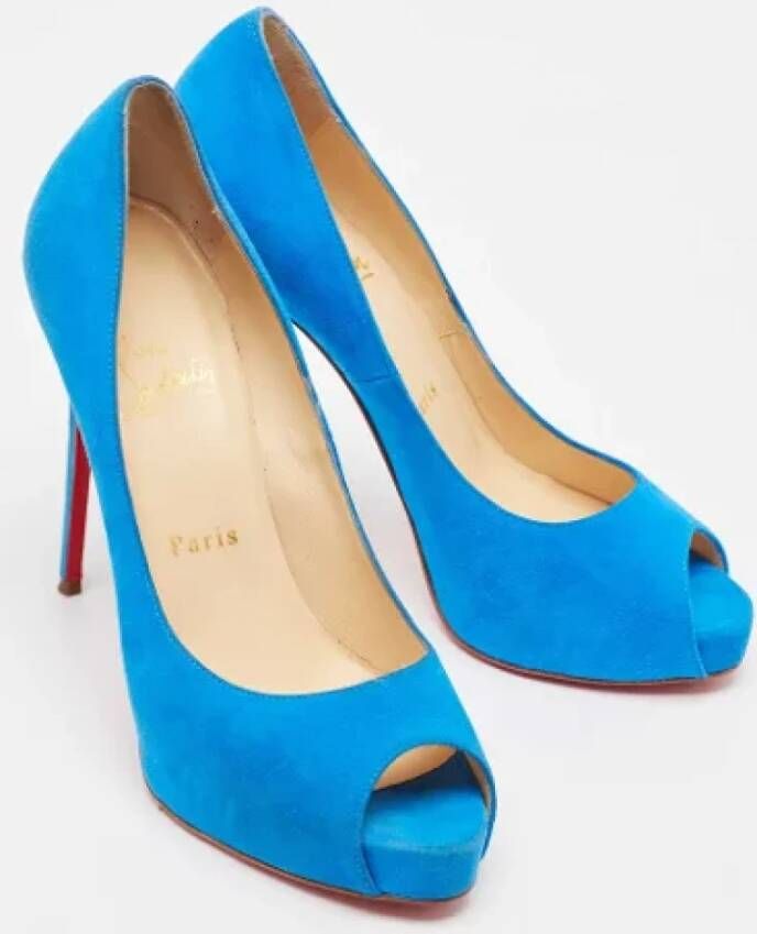 Christian Louboutin Pre-owned Suede heels Blue Dames