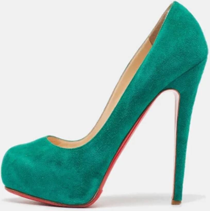 Christian Louboutin Pre-owned Suede heels Green Dames