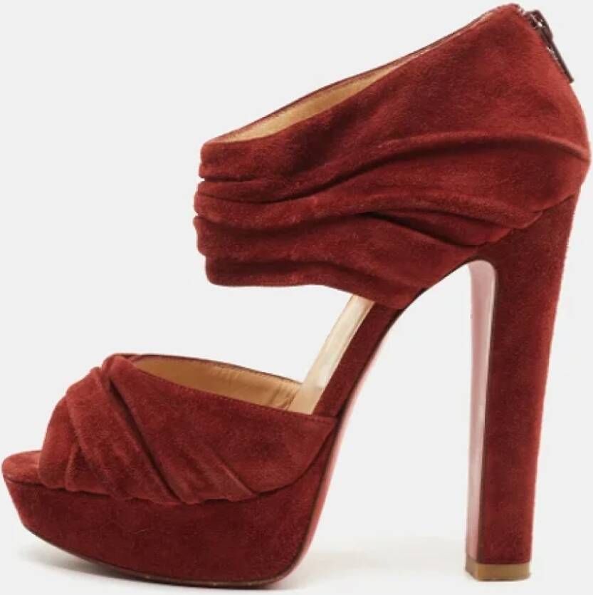 Christian Louboutin Pre-owned Suede heels Red Dames