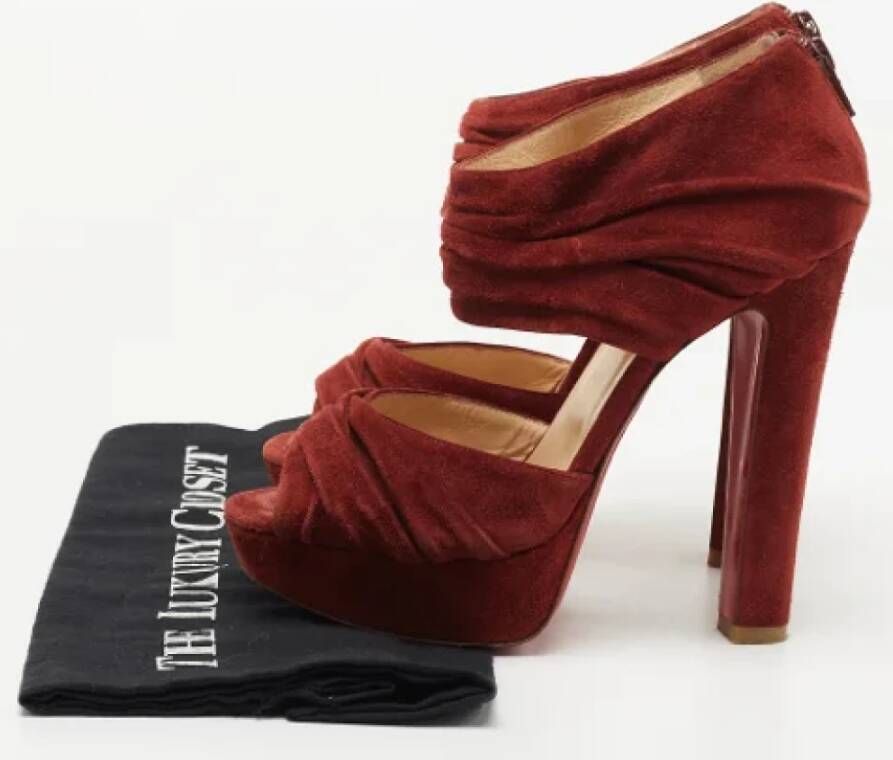 Christian Louboutin Pre-owned Suede heels Red Dames