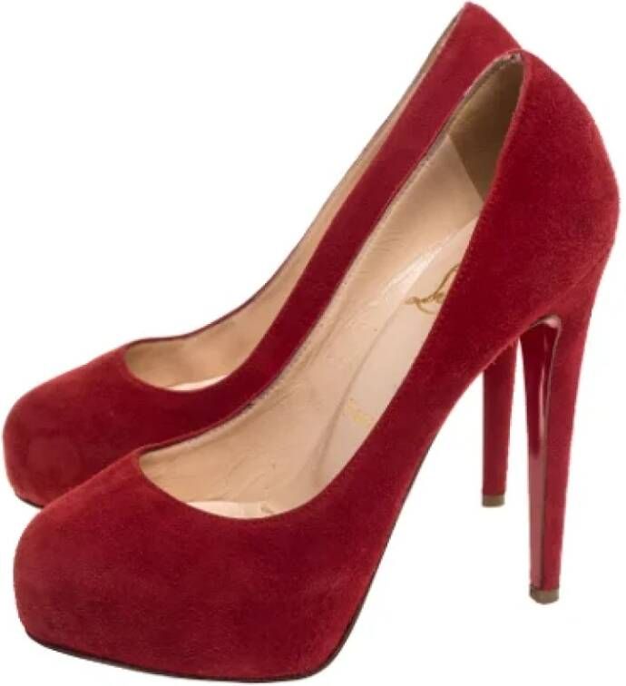 Christian Louboutin Pre-owned Suede heels Red Dames