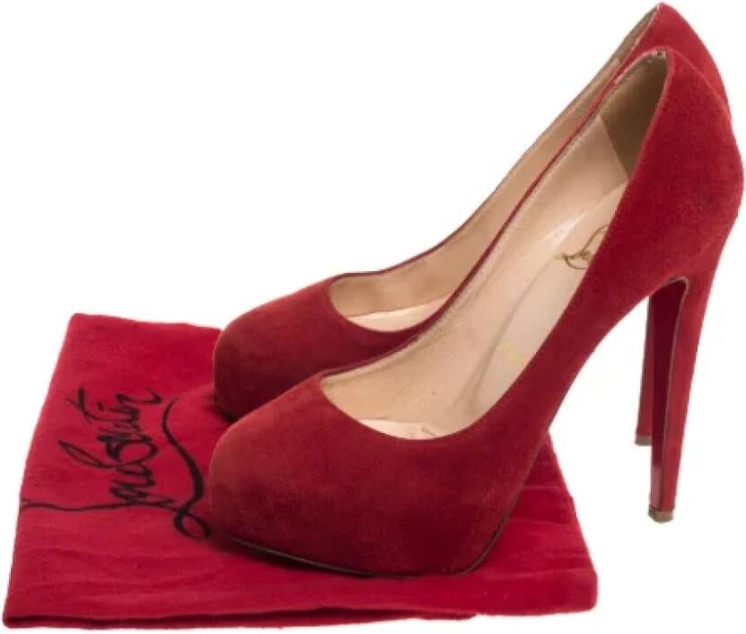 Christian Louboutin Pre-owned Suede heels Red Dames