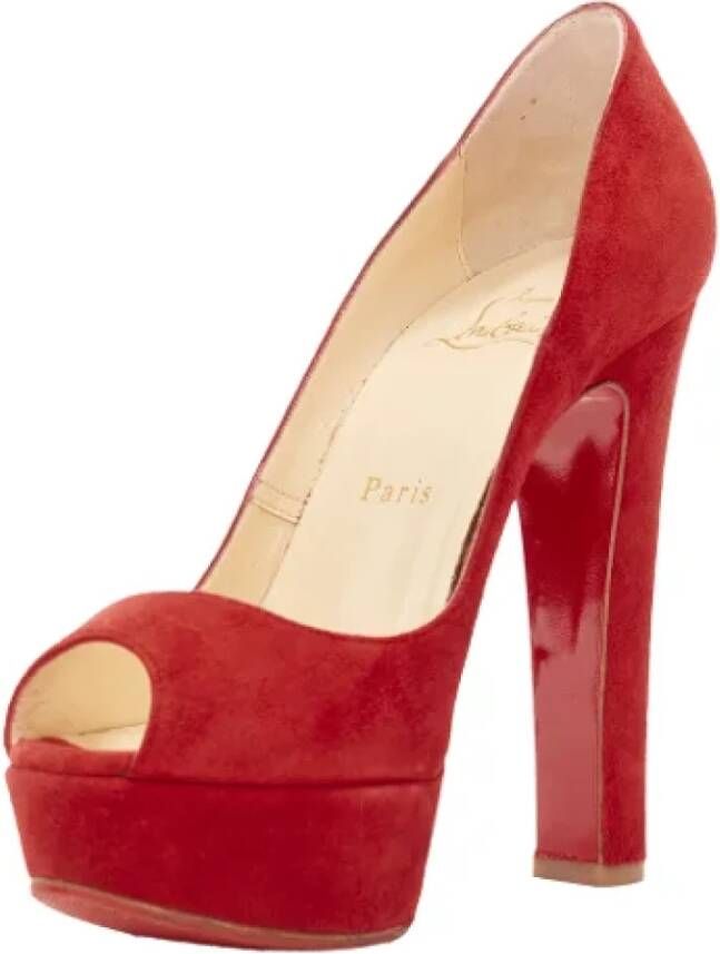 Christian Louboutin Pre-owned Suede heels Red Dames