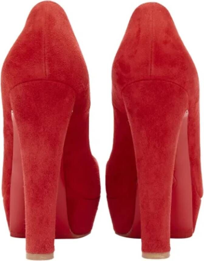 Christian Louboutin Pre-owned Suede heels Red Dames