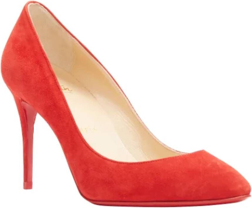 Christian Louboutin Pre-owned Suede heels Red Dames