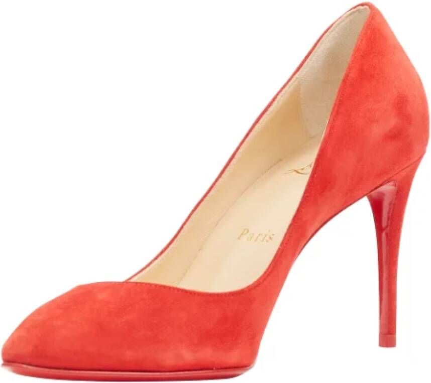 Christian Louboutin Pre-owned Suede heels Red Dames