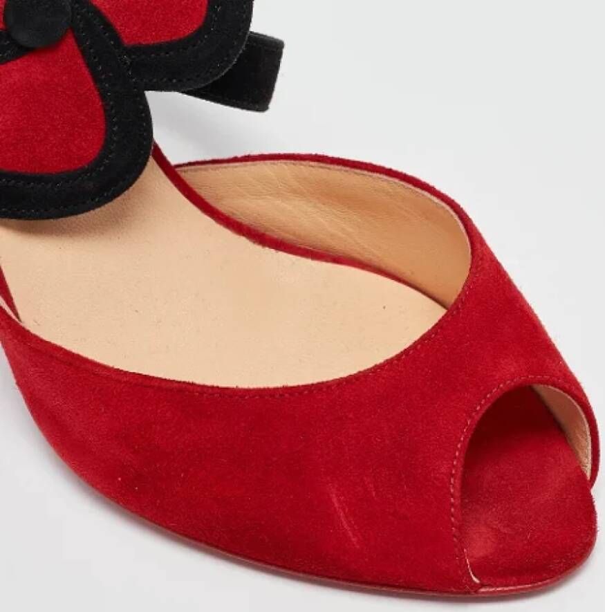 Christian Louboutin Pre-owned Suede heels Red Dames