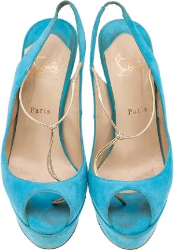 Christian Louboutin Pre-owned Suede sandals Blue Dames