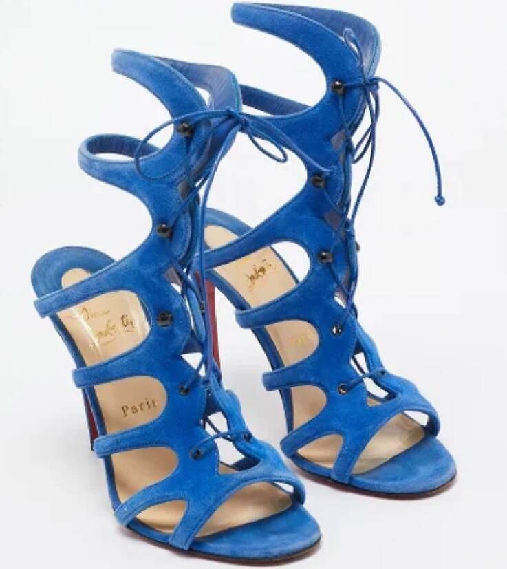 Christian Louboutin Pre-owned Suede sandals Blue Dames