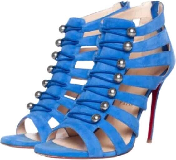 Christian Louboutin Pre-owned Suede sandals Blue Dames