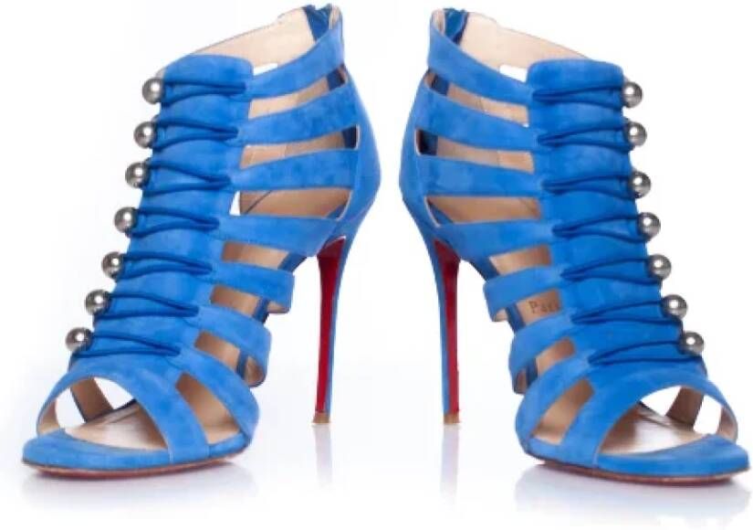 Christian Louboutin Pre-owned Suede sandals Blue Dames