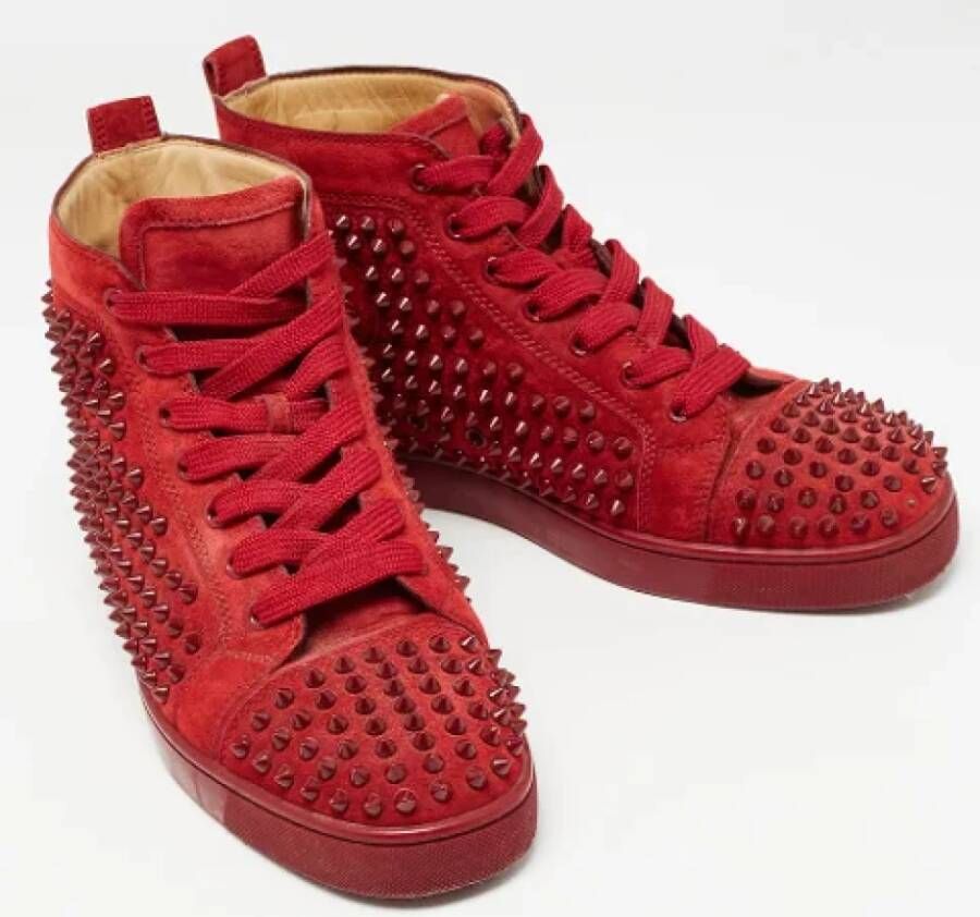 Christian Louboutin Pre-owned Suede sneakers Red Heren