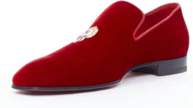 Christian Louboutin Pre-owned Velvet flats Red Heren