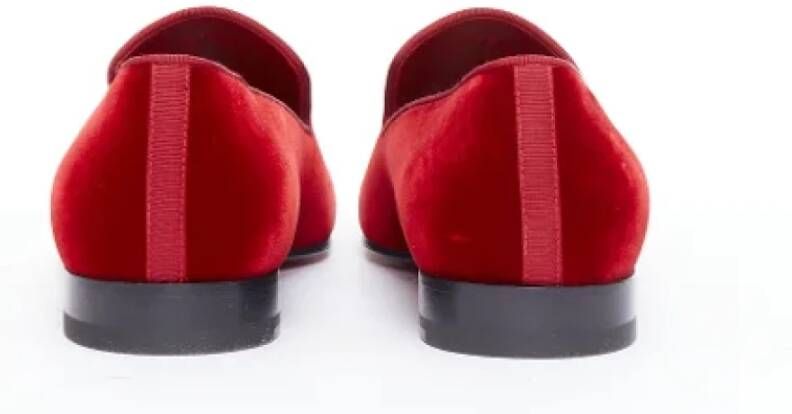 Christian Louboutin Pre-owned Velvet flats Red Heren