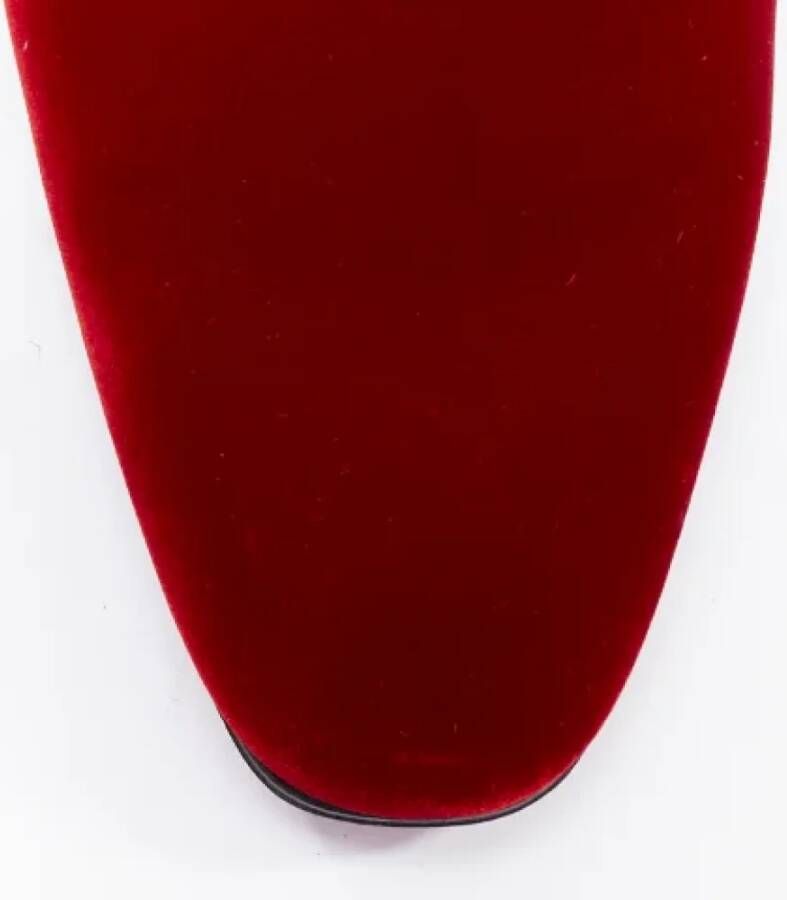 Christian Louboutin Pre-owned Velvet flats Red Heren