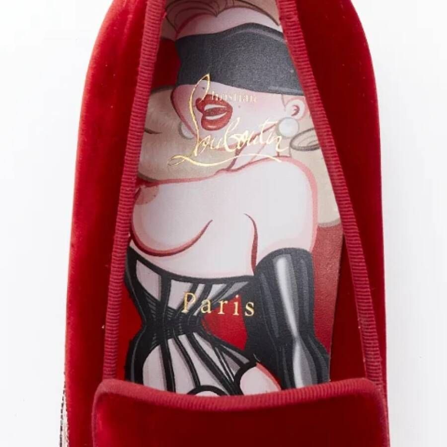 Christian Louboutin Pre-owned Velvet flats Red Heren