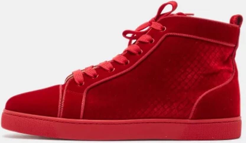 Christian Louboutin Pre-owned Velvet sneakers Red Dames