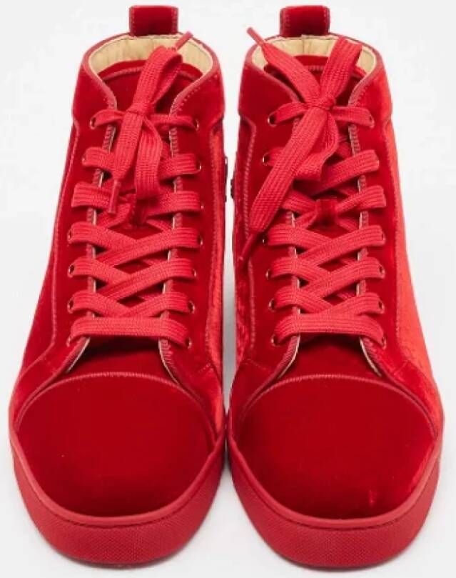 Christian Louboutin Pre-owned Velvet sneakers Red Dames