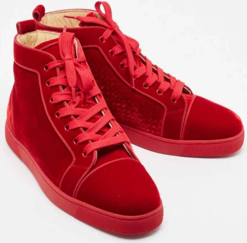 Christian Louboutin Pre-owned Velvet sneakers Red Dames